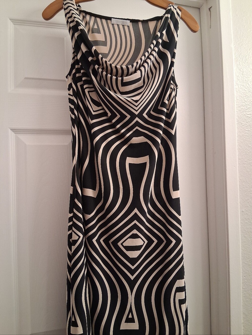 Promod Black And Tan Printed Flowy Dress Small
